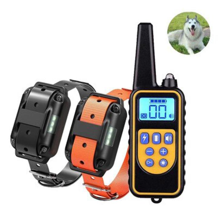 Training Collar Waterproof Rechargeable LED Glow collar for LCD Display remote control Electric shock, Vibration ,Sound 2 receiver set1