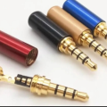 Copper 4 Pole 3.5MM Plug Male Headphone Jack with Clip 3.5MM Stereo Audio Connector for 4mm Cable Adapter 5 pcs  Multicolour. 
