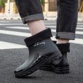 Rain Boots Men's Labor Protection Work Rubber Shoes Middle Tube Non-Slip Waterproof Kitchen Fishing Shoes Outdoor Rain Boots Soft Bottom Rain Shoes Men. 