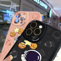 Hontinga for Samsung Galaxy A13 4G Back Cover PU Leather Space Astronaut Case Soft Silicone Edge Phone Cases.