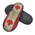 Old And Worn Distressed Vintage Flag Of Canada Memory Foam Slippers Women Soft Warm Canadian Patriotic Flag House Slippers. 
