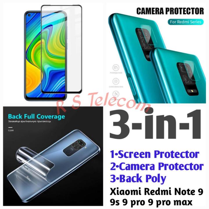 3 in 1 Screen Camera Back Protector Combo for Xiaomi Redmi Note 9 ...