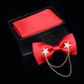 Adjustable Men's Bow Tie Metal Wing Bowtie Pocket Square Towel Handkerchief Gift Set Formal Neck ties Wedding Party Accessories. 