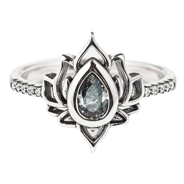 Unique%20Design%20Lotus%20Flower%20Rings%20For%20Women%20Vintage%20Silver%20Color%20Fashion%20Jewelry%20Retro%20Style%20Pear%20Zircon%20Ring%20Anniversary%20Gift%20-%20Image%202