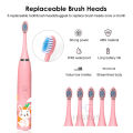 HEGRUS Electric Toothbrush Sonic Children's Electric Toothbrush Kids 3 To 12 Years Old Cleaning Care Oral Bacteria Soft Hair Small Brush Head 6 Replacement Brush Heads USB Charging Low Noise. 