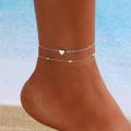 Simple Heart Anklets Female Barefoot Sandals Foot Jewelry Leg Anklet On Foot Ankle Bracelets For Women Bohemian Beach Leg Chain.