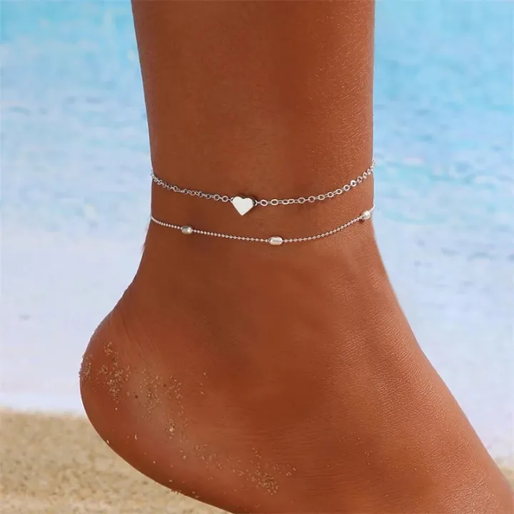Simple%20Heart%20Anklets%20Female%20Barefoot%20Sandals%20Foot%20Jewelry%20Leg%20Anklet%20On%20Foot%20Ankle%20Bracelets%20For%20Women%20Bohemian%20Beach%20Leg%20Chain%20-%20Image%202