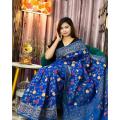 Katan block print Half Silk Saree For Woman.