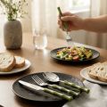 Creative Bamboo Shape Handle Fork and Spoon 304 Stainless Steel Light Design Western Dinnerware Flatware Classical Elegance Bamboo Handle Cutlery Household Goods. 
