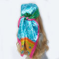 【selevn roind】Fashion Square Silk Scarf Women Headband 90*90cm Print Neck Scarfs Office Hair Band Hand Kerchief Female Bandana Headwear. 