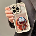 Phone Case For Oppo A16 A17 A53 A55 A18 A38 A76 A74 A12 A54s A1k A77 A95 A3s A5s A16s A31 A52 A16K A96 A17k A9 A16E A77s Casing Cute Smile Angel Eyes Cartoon Doraemon Wine Red Soft Fashion Shockproof Silicone Cover Couple.