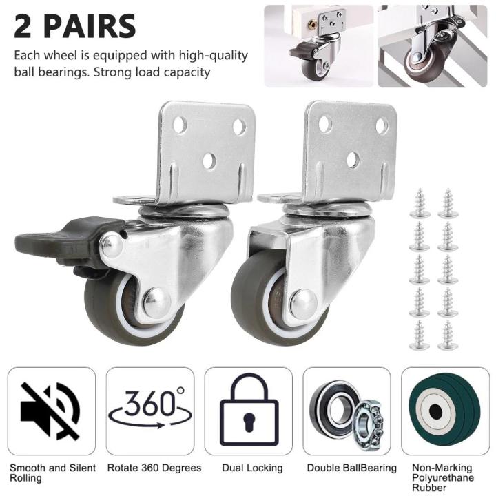 4Pcs%201/1.25/2%20In%20Furniture%20Castors%20Universal%20Swivel%20Casters%20with%20Safety%20Brake%20Silent%20Trolley%20Wheels%20for%20Moving%20Table%20Chair%20Sofa%20-%20Image%203