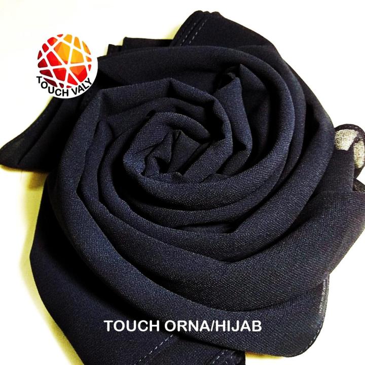 Ladies Stylish Plain Quality Georgette Orna Hijab Scarf Black Colour for Woman Size- 85 inch x 29 inch.