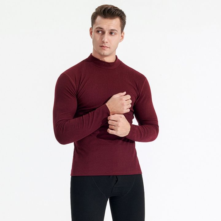 Winter%20T%20Shirt%20For%20Men%20Long%20Sleeve%20Tshirts%20Thermal%20Underwear%20Solid%20Color%20With%20Thin%20Fleece%20-%20Image%208