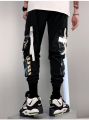 Fashion Swag Streetwear Men Reflective Hop Loose Cargo Pants Male Joggers Graffiti Ribbon Linen Pants Techwear Trousers. 