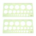 2X Green Plastic Students Rectangle Shape Drawing Circle Template Ruler. 
