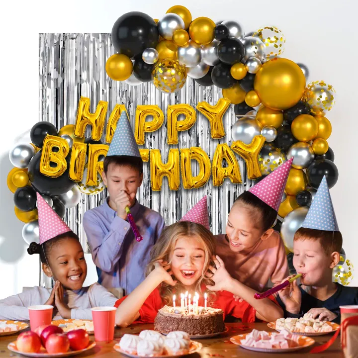 Birthday%20Decoration%20Combo%20Pack%20%E2%80%93%20Foil%20Birthday%20Banners,%20Silver%20Curtain,%20Golden%20Confetti%20Balloons,%20Metallic%20Balloons%20With%20Balloon%20Arch%20&%20Glue%20-%20Image%206