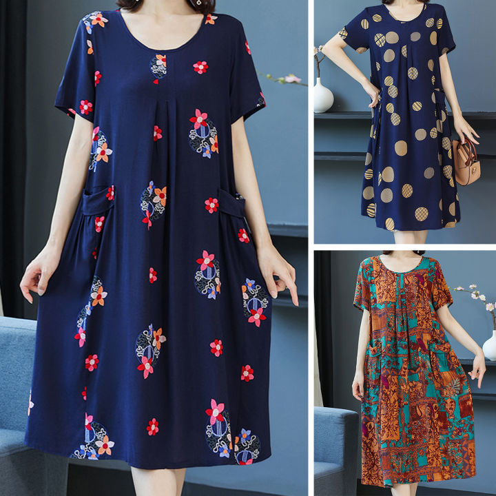 Sunnyheart%20Summer%20Dress%20Breathable%20Big%20Pockets%20Round%20Neck%20Mother%20Dress%20-%20Image%205