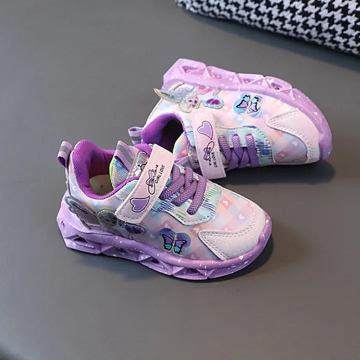 Disney%20Girls'%20Casual%20Shoes%20Led%20Light%20Shoe%20Leather%20Fashionable%20Children's%20Sports%20Frozen%20Princess%20Elsa%20Pink%20Purple%20Shoes%20Sneakers%20-%20Image%204