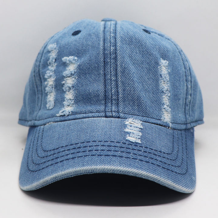 Sky%20Blue%20Distressed%20Ripped%20Denim%20Wash%20Cap/%20Hat%20Premium%20-%20Image%202