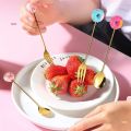 Cute Stainless Steel Spoon Fork Version Rainbow Lollipop Donut Macaron Dessert Spoons Cake Fruit Forks Tableware Kitchen Supply.