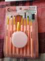 Makeup Brush Kit - 9 Pieces - with puff. 