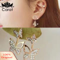 Women Full Rhinestone Butterfly Dangle Ear Jket Piercing Earrings Jewelry Gift. 