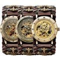 SHENHUA Retro Gothic Bronze Skeleton Automatic Mechanical Watch Men Steampunk Self Winding Clock Tourbillon Watch Reloj Hombre. 
