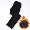 2023 Winter New Men's Fleece Warm Jeans Classic Style Business Casual Thicken Regular Fit Denim Pants Black Blue Brand Trousers. 