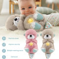 Breathing Cute Otter Soothes Plush Baby Sleep Doll Small Gift Doll Sleep Artifact breathing teddy bear otter with lights. 