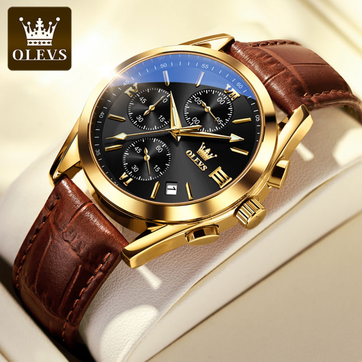 Olevs%202872%20Brown%20PU%20Leather%20Chronograph%20Wrist%20Watch%20For%20Men%20-%20Image%207