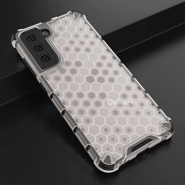 Quiberk%20for%20Samsung%20Galaxy%20S21%20FE%205G%20Honeycomb%20Patterned%20Case%20Hard%20Clear%20Shockproof%20Rugged%20Back%20Cover%20-%20Image%203