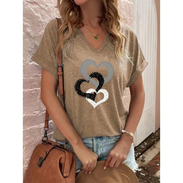 Fashion%20Ladies%20T-Shirt%20Short%20Sleeve%20Tops%20Heart%20Shape%203d%20Shirt%20Tees%20Girls%20O-Neck%20Oversized%20Apparel%202023%20Summer%20Clothing%20Women's%20-%20Image%204