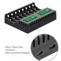 PUJIMAX 8-Slot Battery Charger With LCD Display Smart Intelligent For AA/AAA NiCd NiMh Rechargeable Batteries aa aaa Charger. 