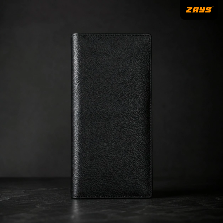 Zays Premium Eco-Friendly Leather Long Wallet for Men, Handmade Slim Compact Wallet 7.4 x 3.7 x 1 Inch, 7 Card Slots, ID Slot, Cash Compartment, 2 Mobile Compartments, Fits Large Smartphones, Luxury Gift Box
