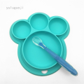【The road to happiness Store】Children's Silicone Cartoon Plate Divided Dinner Plate With Set. 
