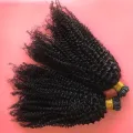 4B 4C Afro Kinky Curly Human Hair I Tips Microlinks Brazilian Remy Hair Extensions Hair I Nail Tips Black Color For Women. 