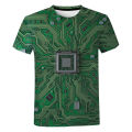 CPU electronic chip circuit board 3D printed T-shirt men women 2021 New Fashion casual short sleeve Harajuku streetwear tops. 