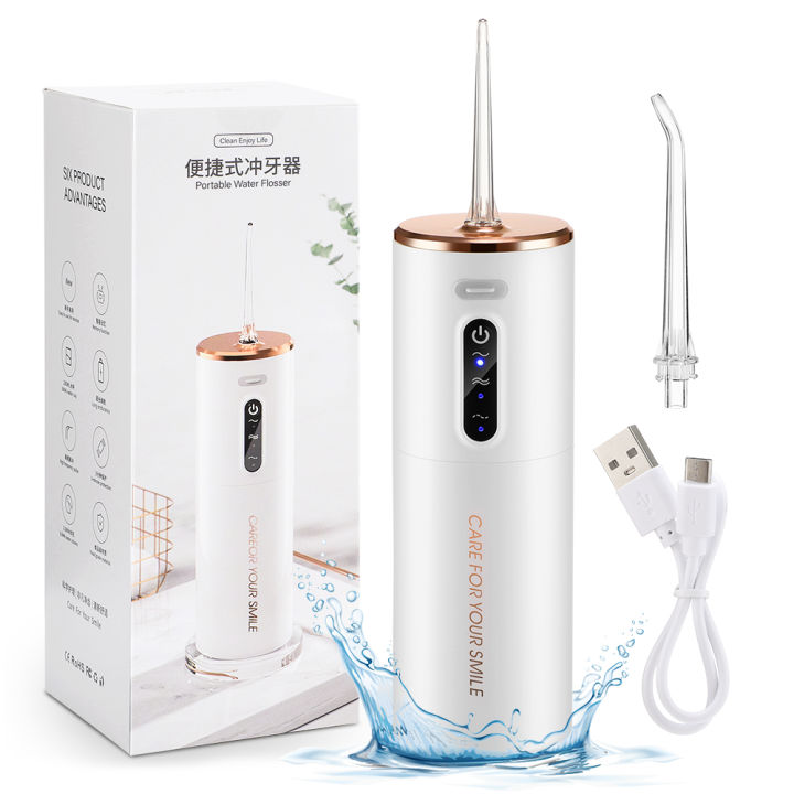 Oral Irrigator Portable Dental Water Flosser USB Rechargeable Water Jet Floss Tooth Pick 2 Jet Tip 280ml 3 Modes IPX6