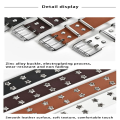 Adjustable Rivet Belt Trendy Double Buckle PU Leather Goth Belt Star Design Double Pin Belt for Men's Fashion Women's Fashion. 