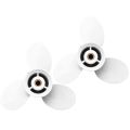 QUANBU 2X Ship Engine Outboard Propeller 3-Bladed Rotary Paddle 683-45941-00-el 9 1/4 x 12 for Yamaha 9.9-15Hp Aluminum White. 