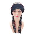 1PCS Women Muslim Flower Floral Print Hijab Hat Turban Cap Cover Hair Head Scarf Wrap Pre-Tied Headwear Black Strech Bandana. 