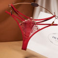 Japanese thong women's light sense aesthetic embroidery see-through temptation bikini girls panties low-waisted ultra-thin 2251. 
