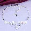 Fashion Jewelry Plated Silver Anklet Solid Heart Pendant Anklets High Quality Ankle Bracelet Factory Price Drop Shipping MDA002.