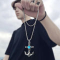 Stylish Stainless Steel Anchor Necklace for Men Durable and Modern Chain Pendant Design. 