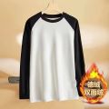 Autumn East Season Contrasting Loose Base Shirts, Reversible Velvet Long Sleeve T-shirts, Men's and Women's Sweatshirts, Solid Colors, Warm T-shirts for Couples. 