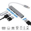 USB Type C Hub 4Port Adapter USB 3.0 Multi Splitter 4 in 1 Docking Station UltraSlim SuperSpeed Aluminum For Computer Laptop PC. 