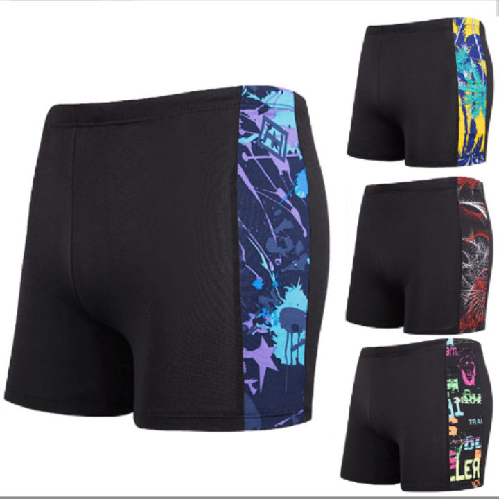 Anti-Embarrassment Men's Swimming Trunks plus-Sized plus Size Boxer Swim Trunks Set Fashion Printed Men's Hot Spring Bathing Suit