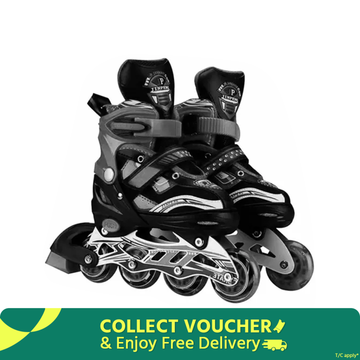 Inline Roller Skates Shoes Black White -1 Pair