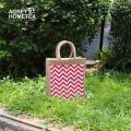 Jute Shopping Bag, Natural & Red, 10"x12".